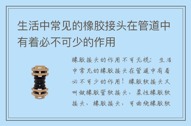 生活中常見的橡膠接頭在管道中有著必不可少的作用